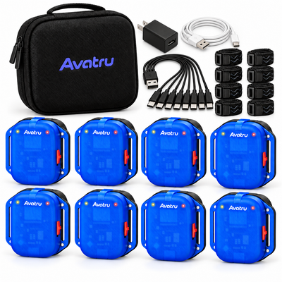 AVATRU Full Body Trackers – VR FBT Kit Compatible with SlimeVR & VRChat (PCVR), 8-Point Wi-Fi Tracking, LSM6DSV Sensors & Anti-Slip Straps