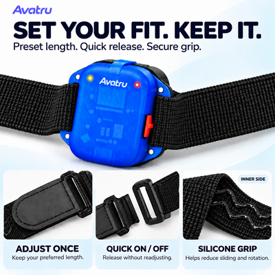 AVATRU Full Body Trackers – VR FBT Kit Compatible with SlimeVR & VRChat (PCVR), 8-Point Wi-Fi Tracking, LSM6DSV Sensors & Anti-Slip Straps
